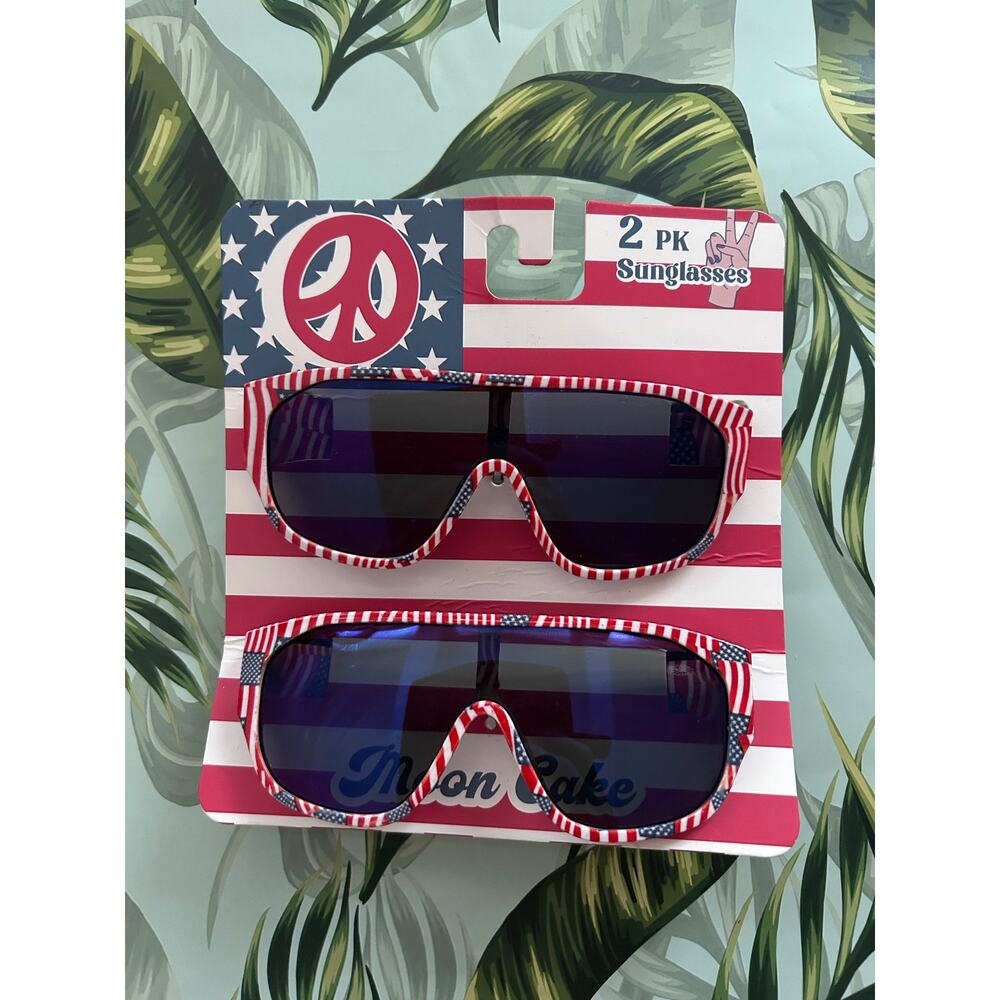 New Moon Cake 2 Pairs Unisex Patriotic American flag🇺🇸sunglasses 🕶4th Of July